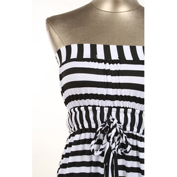 Striped Strapless Maxi Dress - Picture 2 of 9